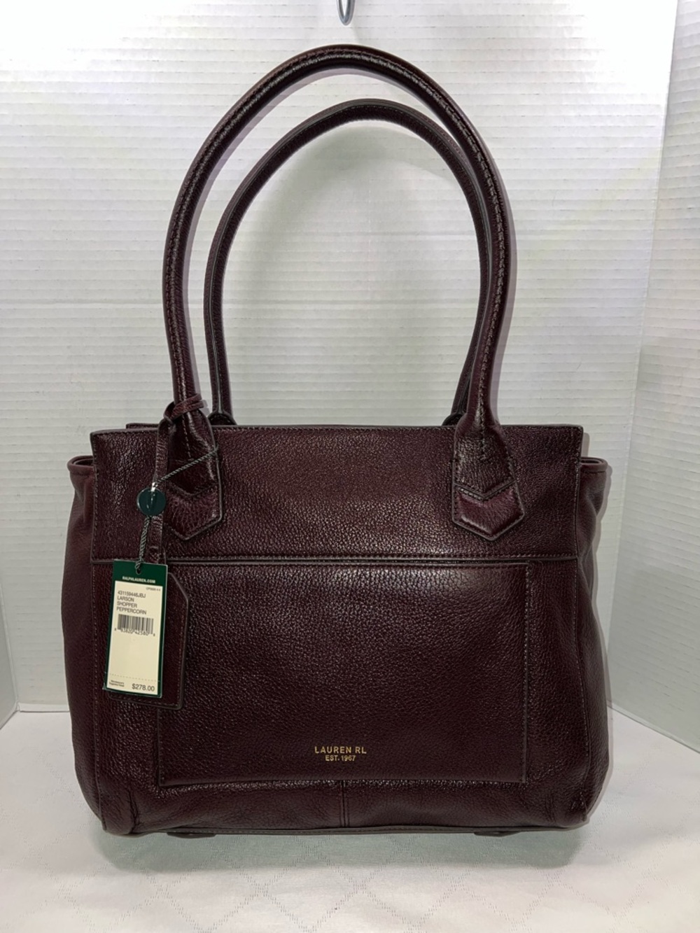 🔥🔥🔥 Ralph Lauren Larson Shopper Peppercorn Satchel/Top Handle Bag MSRP$278 NWT